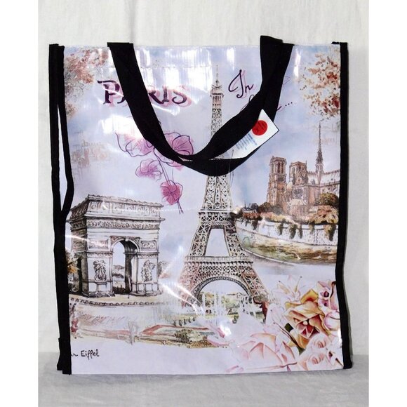 Paris Themed Reusable Tote Bag With Eiffel Tower Print - Picture 11 of 13